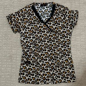 Leopard print scrub top